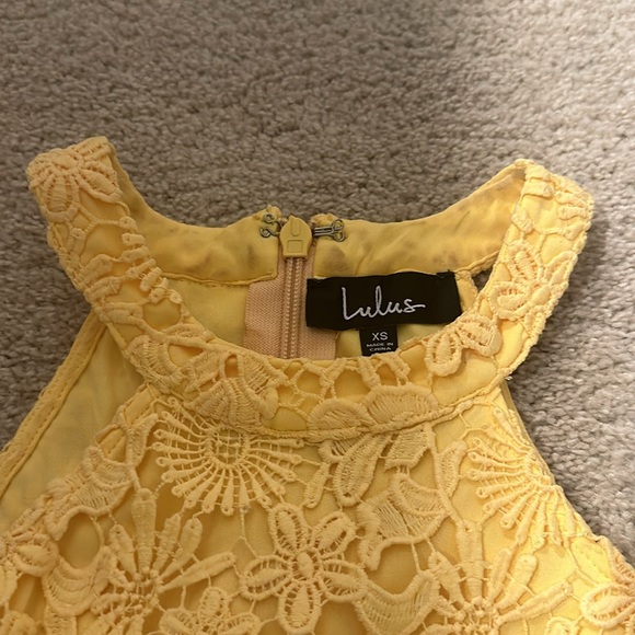 Lulu’s Love Poem Yellow Lace Mini Dress Size Extra Small - Picture 3 of 5